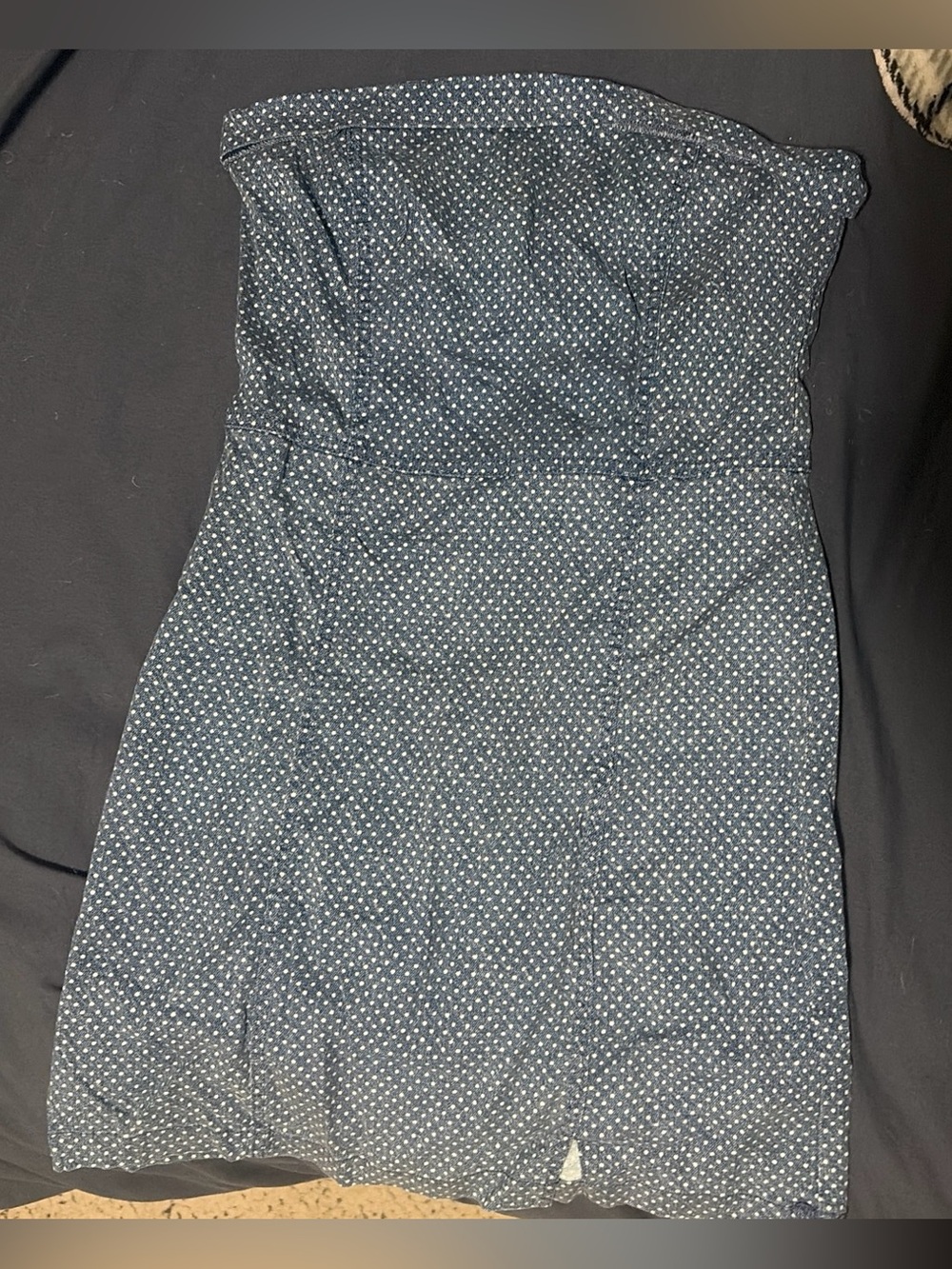American Eagle Strapless Navy Polka Dot Summer Dress